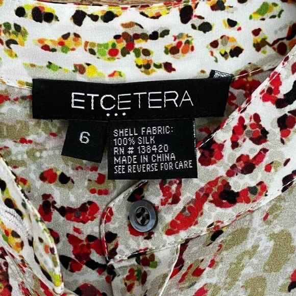 Etcetera Silk Shift Dress Short Multicolor Animal Print Sleeveless Women's 6 - Picture 4 of 5